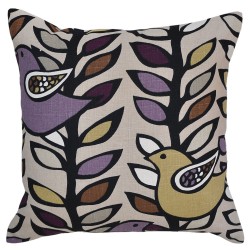 Lilac and Golden Birds Cushion - 45x45cm