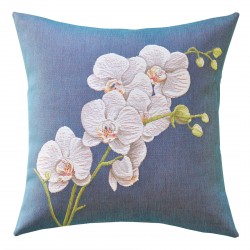 White Orchid Tapestry Cushion - 48x48cm