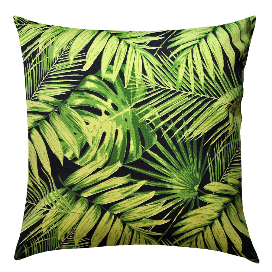 Tropical Fronds Ebony Outdoor Cushion - 45x45cm