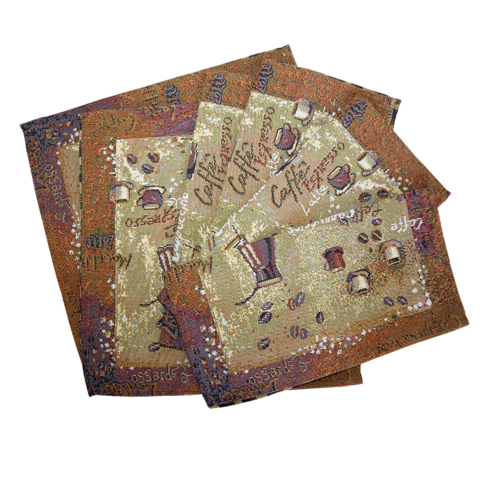 Coffee Events Tapestry Placemats Set of 6 - 27x27cm