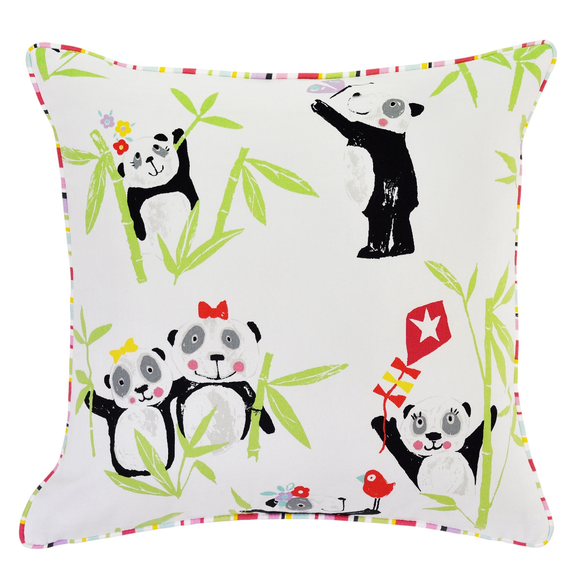 Panda Apple Cushion with Ripley Pink Piping - 45x45cm