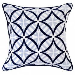 Coolum Marine Outdoor Cushion with Navy Piping - 45x45cm