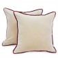 Mystere Butternut Velvet Cushion with Red Piping