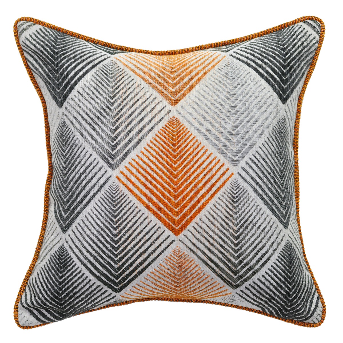 Aspire Mango/Charcoal Cushion with Piping Trim - 45x45cm