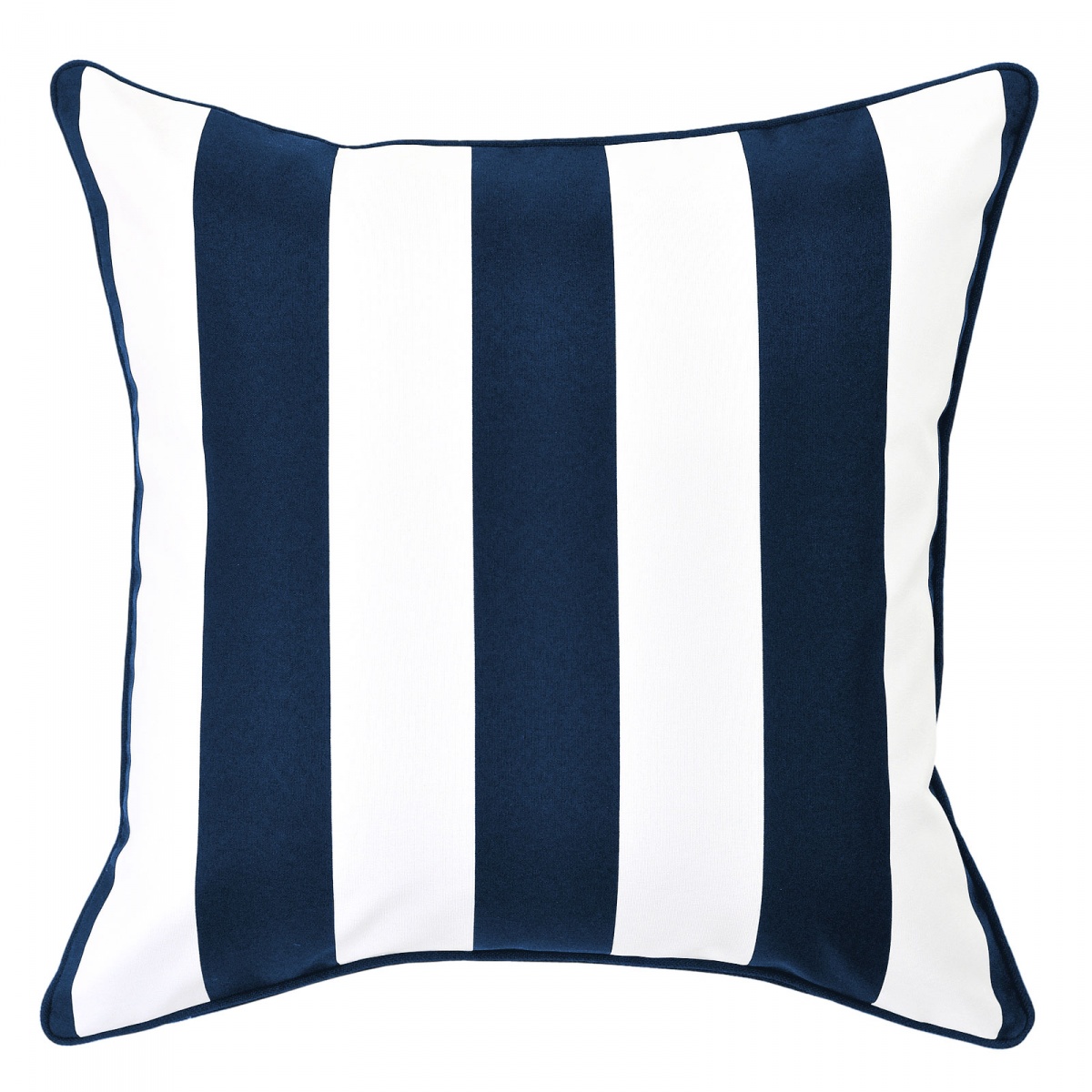 Mallacoota Marine Outdoor Cushion with Navy Piping - 50x50cm