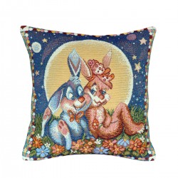 Bunny Couple Tapestry Cushion - 30x30cm