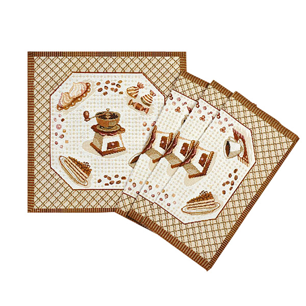 Coffee Grinder Tapestry Placemats Set of 6 - 32x32cm