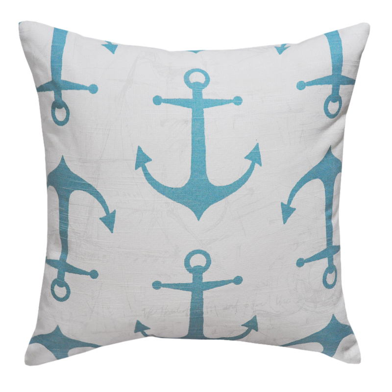 Anchors Slub Blue Cushion - 45x45cm