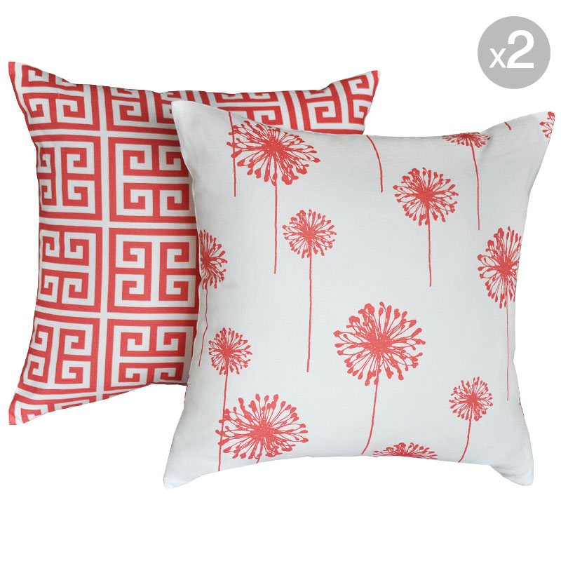 Towers Coral White + Dandelion White Coral Cushions 45x45cm
