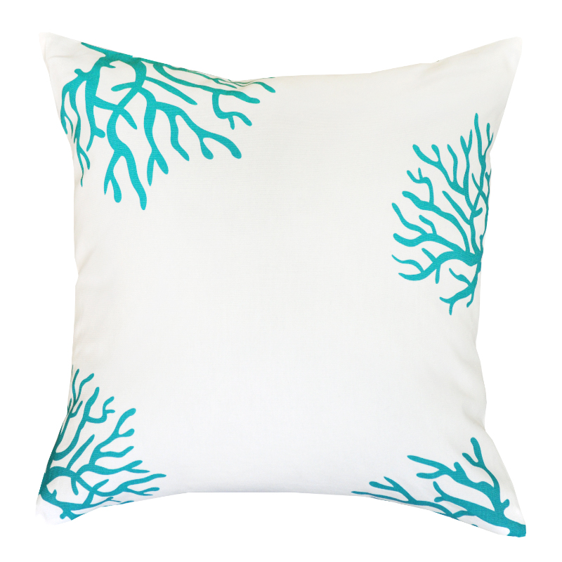 Coral White Turquoise Cushion - 45x45cm