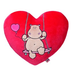 NICI Love Hippo Heart Shaped Cushion 40x36cm
