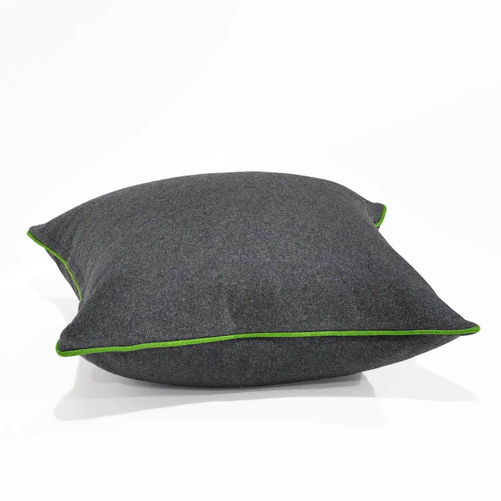 Augustus Armour, Wool Grey Cushion Cover with Lime Piping