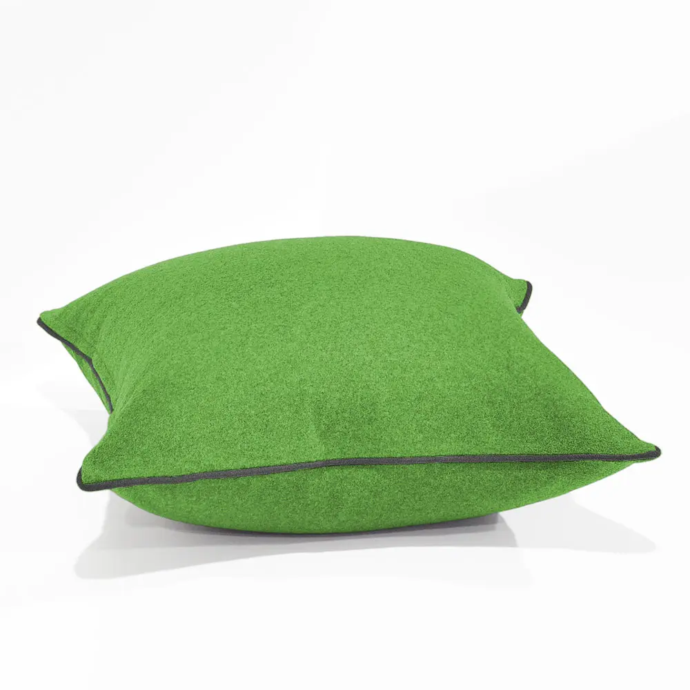 Augustus Lime, Wool Green Cushion Cover with Armour, Grey Piping