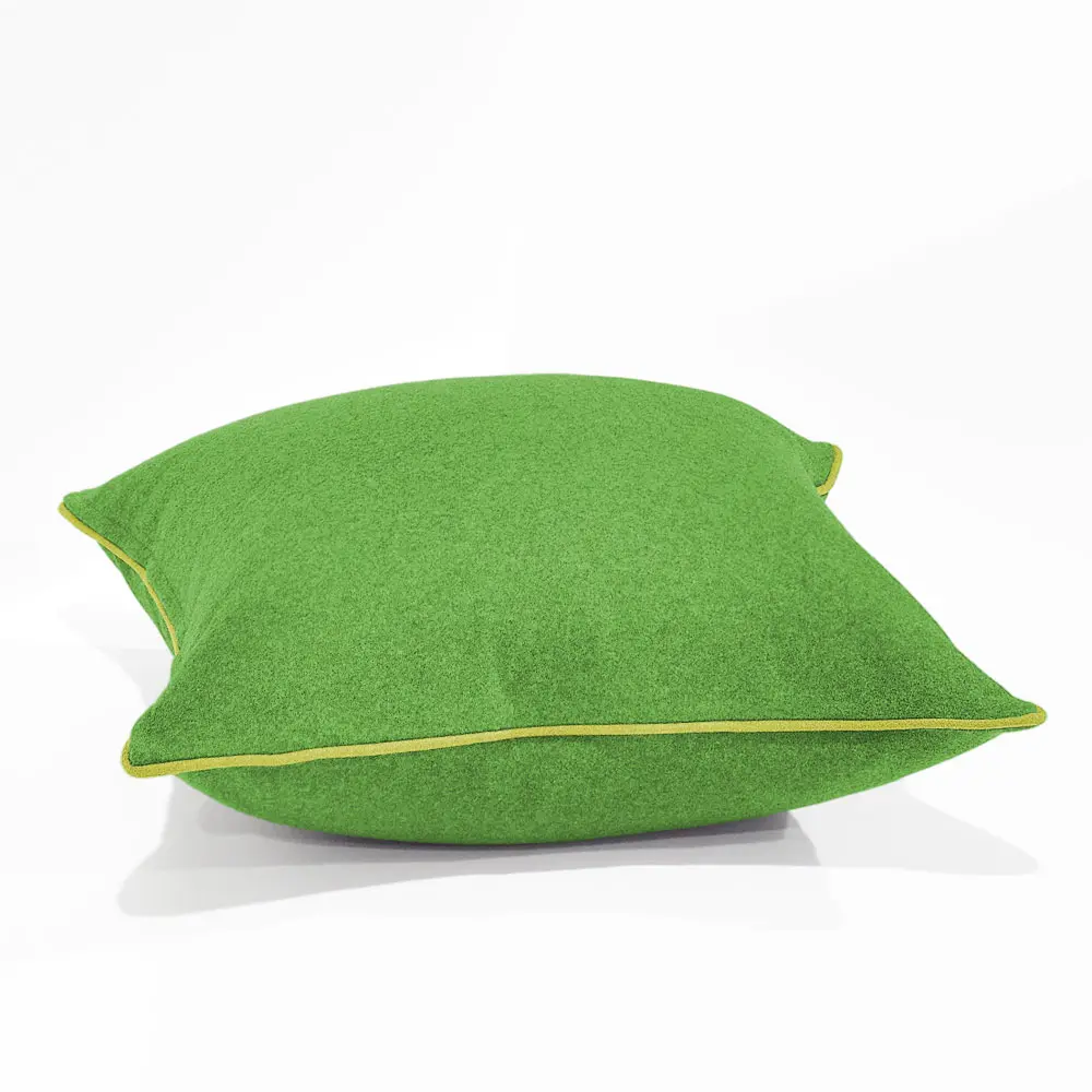 Augustus Lime, Wool Green Cushion Cover with Turmeric Piping