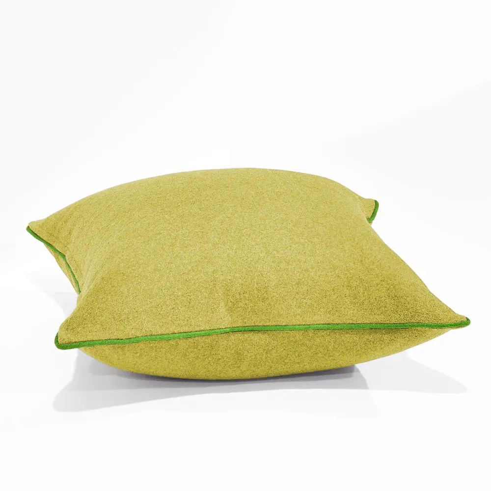 Augustus Turmeric, Wool Yellow Cushion Cover with Lime Piping